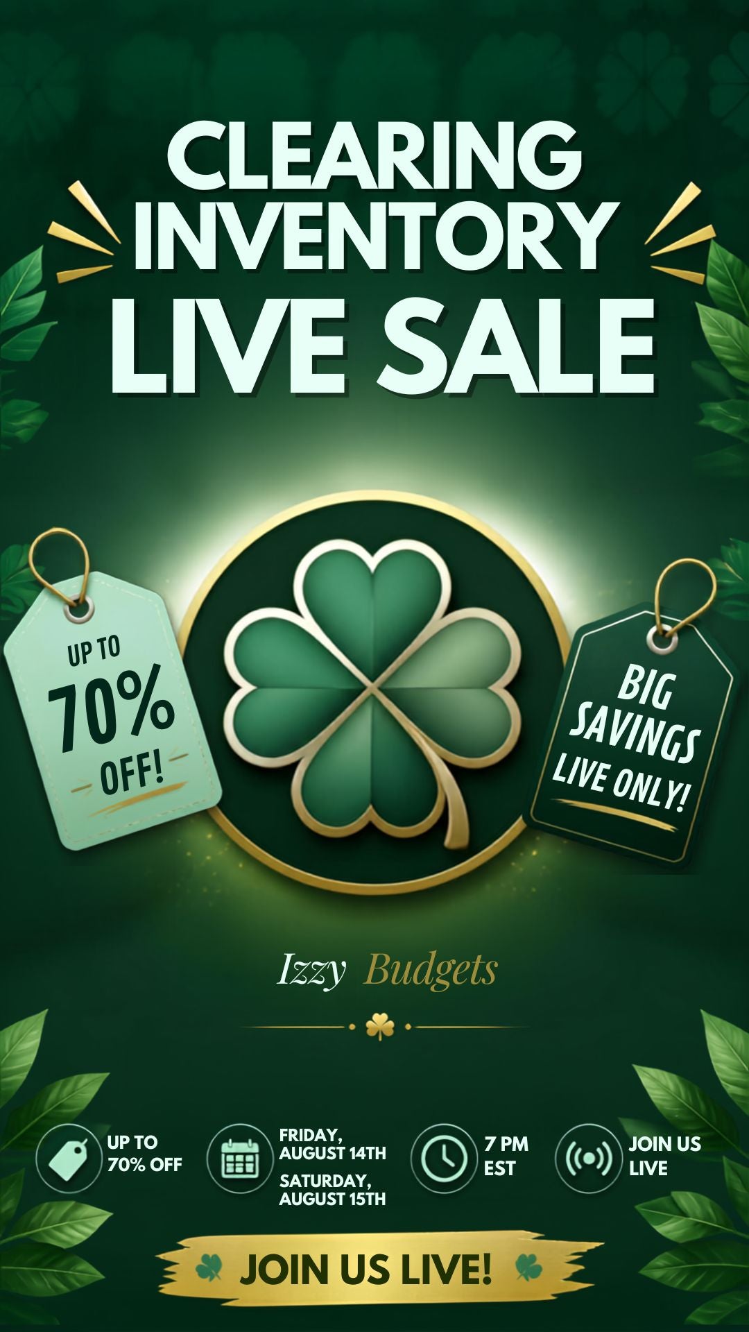 Clearing Out Inventory Live Sale 8-14 & 8-15-26